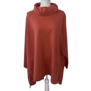 Logo Lounge Women’s Zippered Cowl Neck Rust Sweatshirt Sweater‎ Pullover Size 3X